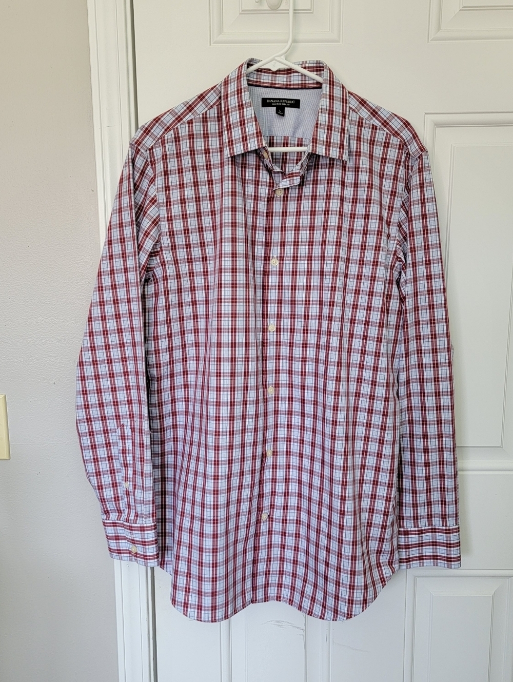 Banana Republic Non Iron Tailored Slim Fit Plaid Button Long Sleeve Shirt Large
